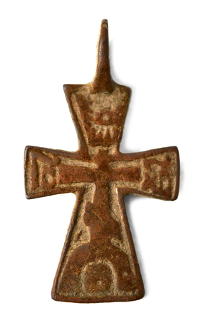 archaeological find Christian crosses archaeological isolated on white backgroundの写真素材