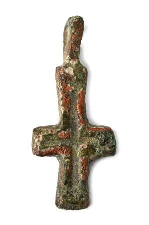 Medieval cross symbol isolated on white backgroundの写真素材