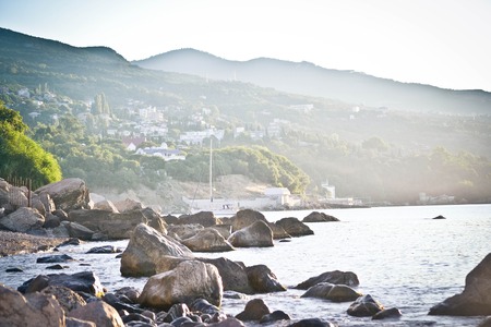 Mining and seascape, the south coast of Crimeaの写真素材