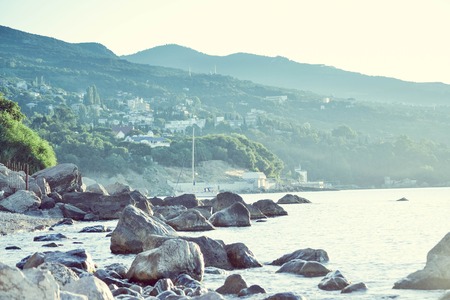 Mining and seascape, the south coast of Crimeaの写真素材