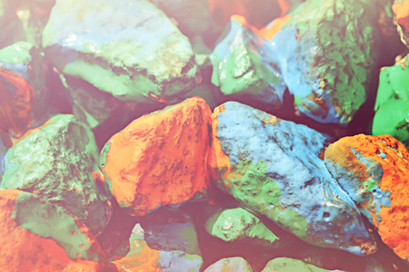 Bright abstract background. Stones painted with paint closeの写真素材