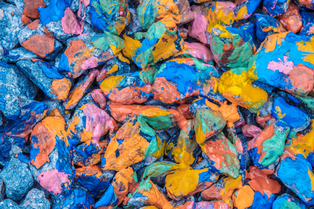 Creative background abstract many colored stones with paintの写真素材
