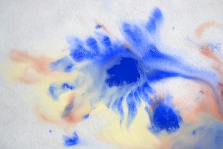 Blurred spreads abstract lines of white, brown, blue colors. Spreads blurred fuzzy paint on the surface. Abstract blurred background basis backdrop. Creative artistic background blurの写真素材