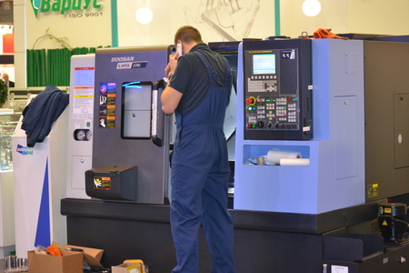Kiev, Ukraine International Industrial Exhibition - November 25, 2016: - industrial machinery, Industrial equipment, industry facilities and machine tools, machinery lathesのeditorial素材