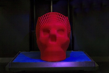 Model is printed on a 3d printer, the form of a skull.の写真素材