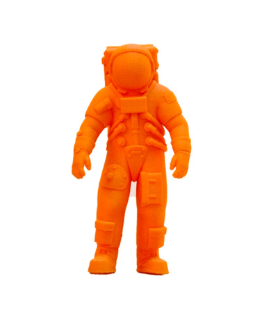 Bright colorful object printed by 3d printer. Isolated on white background. Automatic three dimensional 3d printer performs plastic green colors modeling in laboratory. Modern 3D printing technology.の写真素材