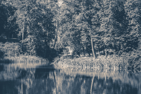 Oid vintage photo. Park forest lake waterfall natureの写真素材