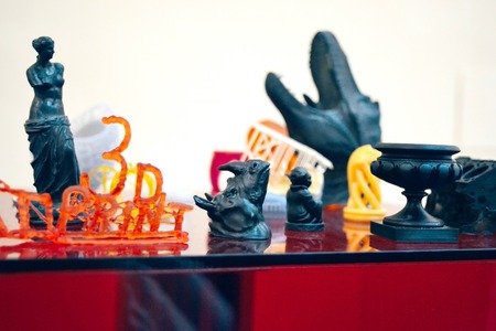 Objects photopolymer printed on a 3d printer. Stereolithography 3D printer, technology of liquid photopolymerization under UV lightの写真素材