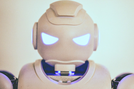 The head of the robot close-up. Concept of 4.0 industrial revolutionの写真素材