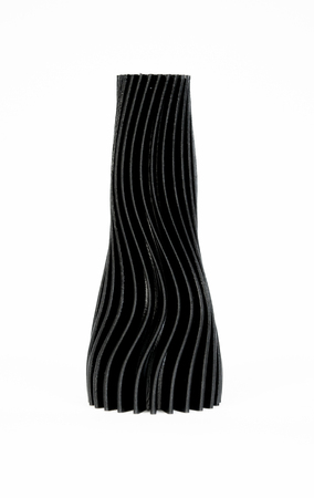 Abstract object of black color printed by 3d printer isolated on white background. Fused deposition...