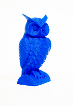 Abstract object of blue color printed by 3d printer isolated on white background. Fused deposition modeling, FDM. Progressive modern additive technology. Concept of 4.0 industrial revolutionの写真素材