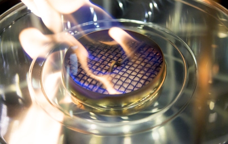Modern bio fireplot fireplace on ethanol gas. Flame gas stove close-up. Smart ecological alternative...