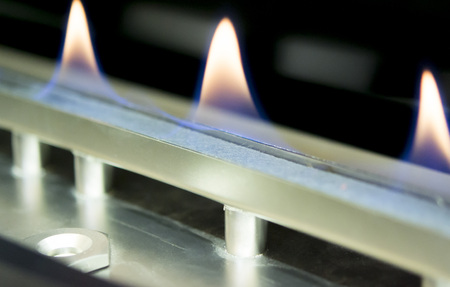 Modern bio fireplot fireplace on ethanol gas. Smart ecological alternative technologies....
