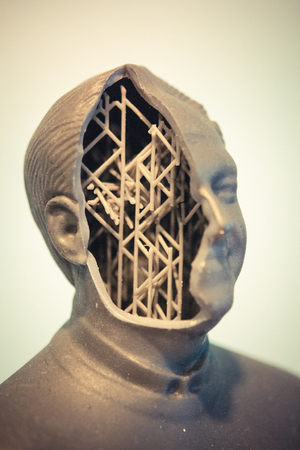 Example of printing a 3d object in the form of a human head with supports. Stereolithography 3D...