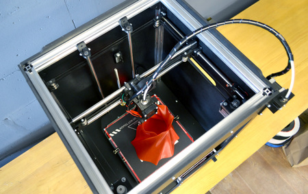 3D printer working close up. Automatic three dimensional 3d printer performs plastic. Modern 3D...