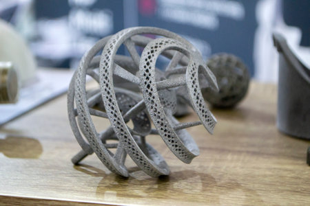 Object printed on a powder 3D printer from polyamide powderの写真素材