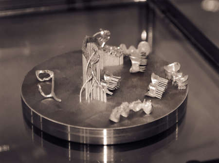 Object printed on metal 3d printer close-upの写真素材