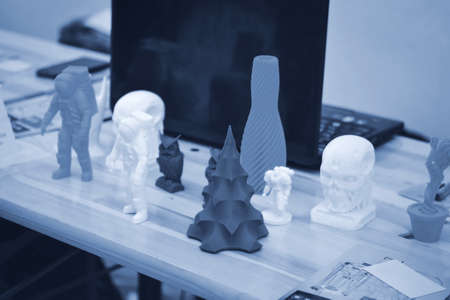 Objects printed by a 3d printerの写真素材