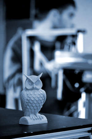 Object printed on a 3d printer close-up in the workshopの写真素材