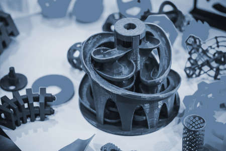 Models printed by 3d printer. Copy space.