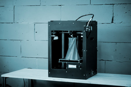 3D printer working close up. Automatic three dimensional 3d printerの写真素材