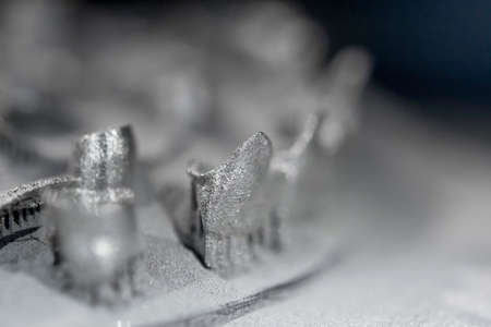 Printing platform with object printed on 3d printer for metalの写真素材