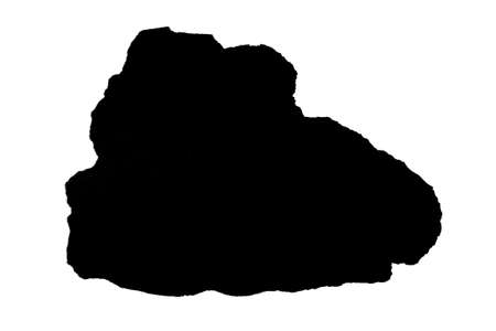 Black watercolor stain from brush strokes isolated on white background.の写真素材