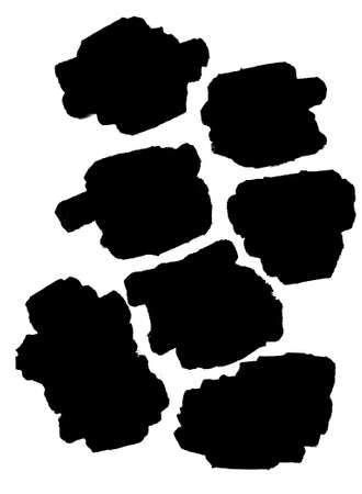 Black watercolor stain from brush strokes isolated on white backgroundの写真素材