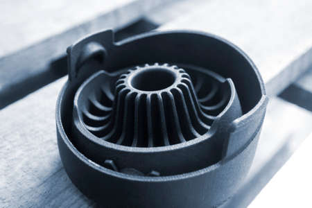 Object printed on industrial powder 3D printer close-up.の写真素材