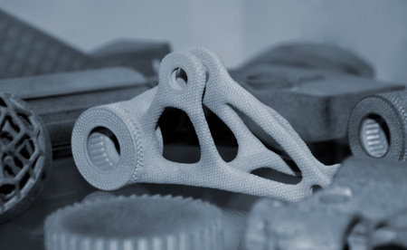 Object printed on 3D printer from polyamide powder or thermoplasticの写真素材