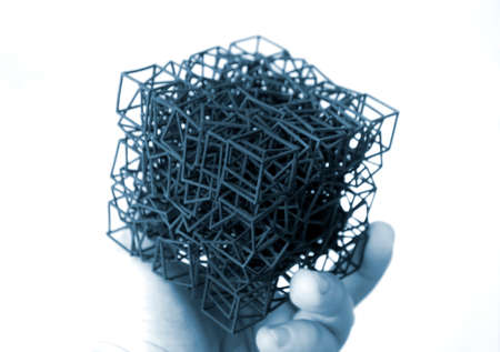 Person holding object printed on professional 3D printerの写真素材