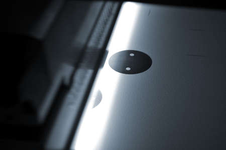 Industrial powder 3D printer printing process close-up.の写真素材