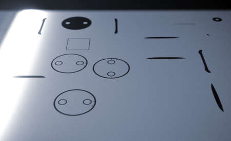 Powder 3D printer printing models from white powder polyamideの写真素材