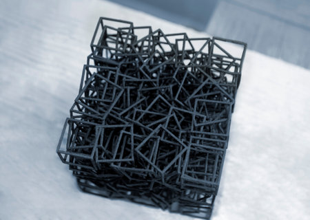 Object printed on powder 3D printer from powder polyamideの写真素材