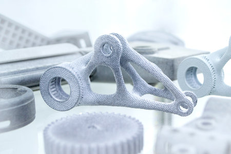 Object printed on powder 3D printer from powder polyamideの写真素材