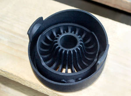 Object printed on industrial powder 3D printer close-up. Multi Jet Fusion, MJF 3D printing. Production from polyamides.の写真素材