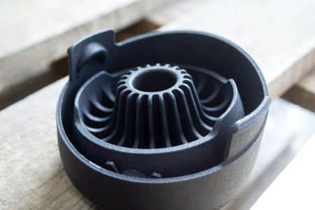 Model printed on 3D printer. Multi Jet Fusion MJF 3D printing. Models made applying reagents to heated layer of powder,の写真素材