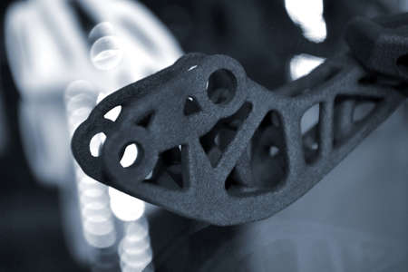 Black abstract model object printed on 3d printer from powder close-upの写真素材