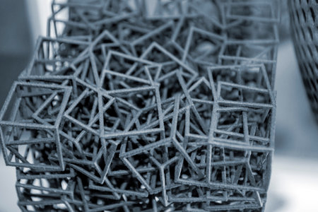 Black abstract model object printed on 3d printer from powder close-upの写真素材