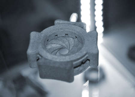 Black model clip clasp and abstract object printed on 3d printer from powder
