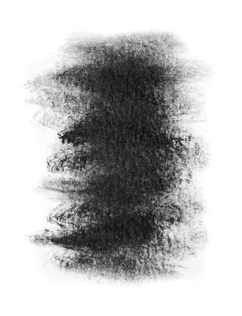 Black brush strokes oil paints on white paper. Isolated on white background.の写真素材