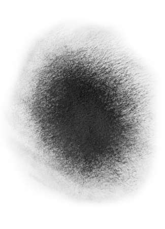 Black brush strokes oil paints on white paper. Isolated on white background.の写真素材