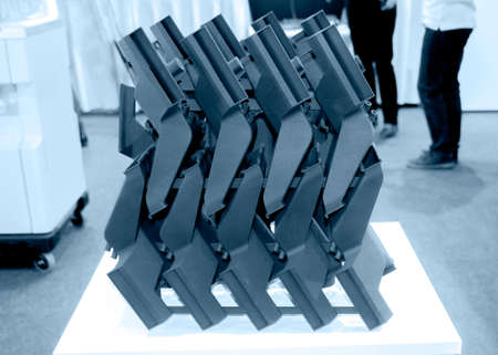 Internal combustion engine prototype printed on 3D printer. close-up.の写真素材