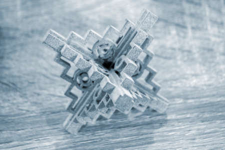 Gray abstract model object printed on 3d printer from powder close-up.の写真素材