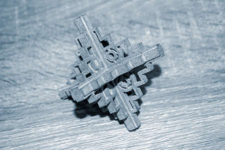Gray abstract models printed on 3d printer from powder close-up.の写真素材
