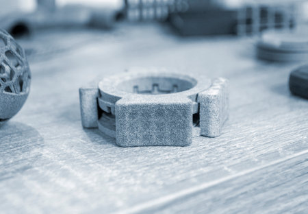 Object printed on 3D printer from polyamide powder or thermoplasticの写真素材