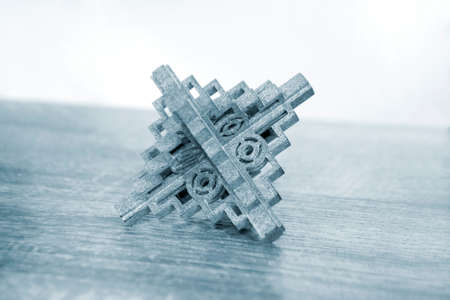 Gray abstract model object printed on 3d printer from powder close-upの写真素材