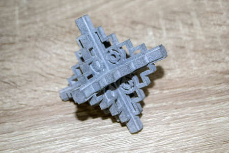 Gray abstract models printed on 3d printer from powder close-up.の写真素材