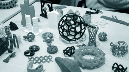 Abstract models printed by 3d printer close-upの写真素材