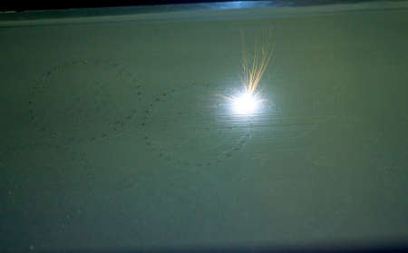 3D printer prints object from metal powder.の写真素材